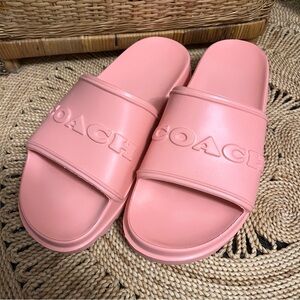Coach Jesse Molded Pool Slide Sandals Bubblegum Pink Foam Chunky Logo Slip On